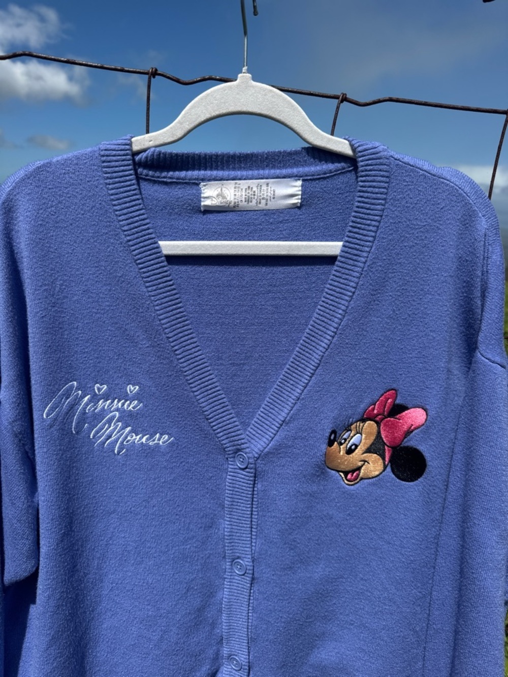 Disney Parks embroidered portrait Minnie mouse purple cardigan 1x - Picture 2 of 7